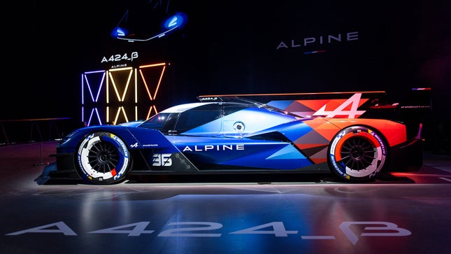 Photo of the Alpine A424_β racing car. 